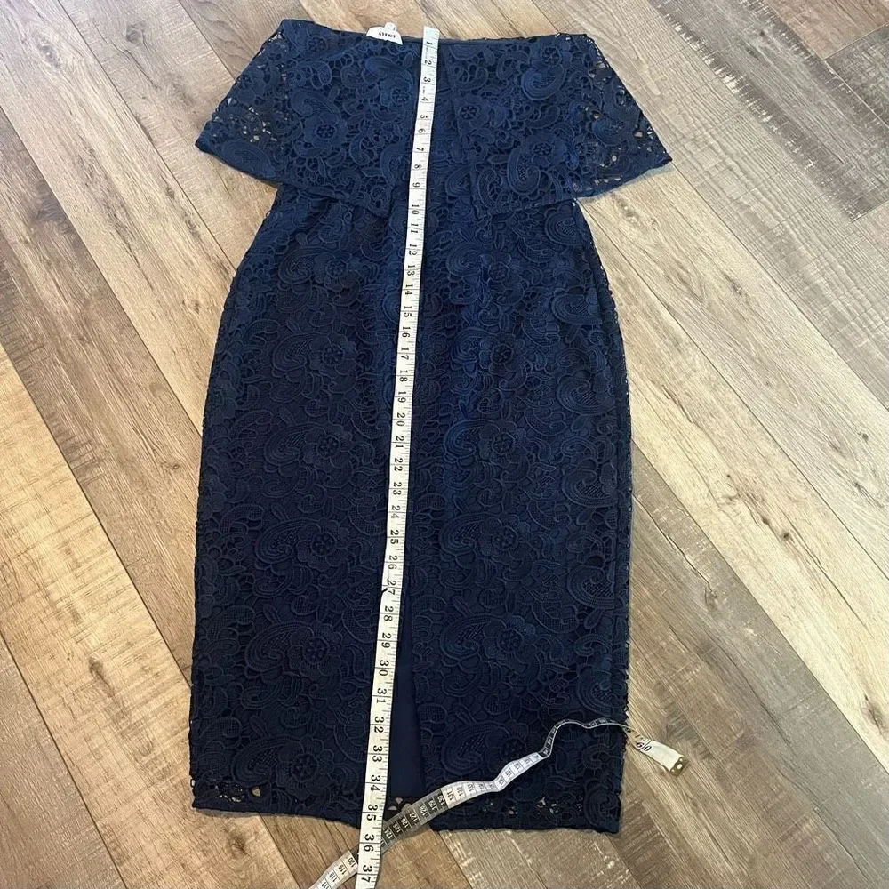 Likely Driggs Navy Blue Lace Dress Midi size 0
